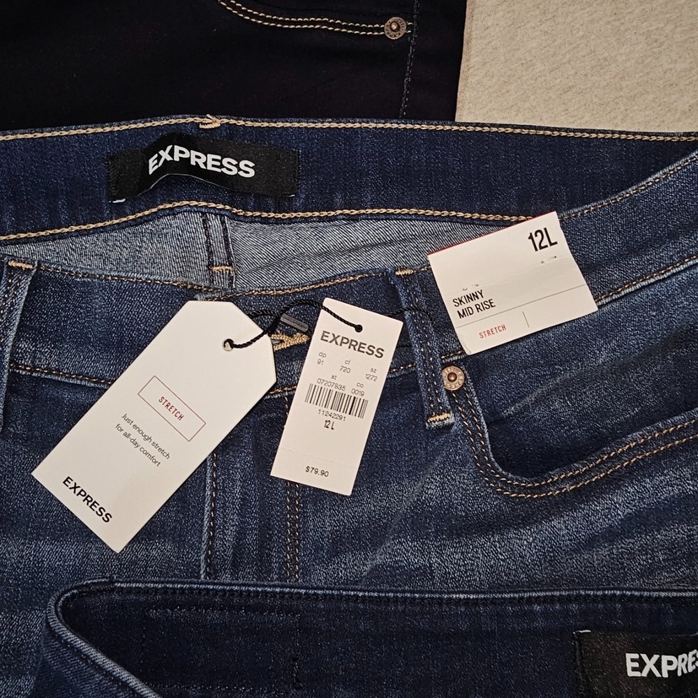 New Lot 3 Express Sz 12 L ong Tall Low Rise Legging / Mid Rise Leggging & Skinny - Picture 5 of 8